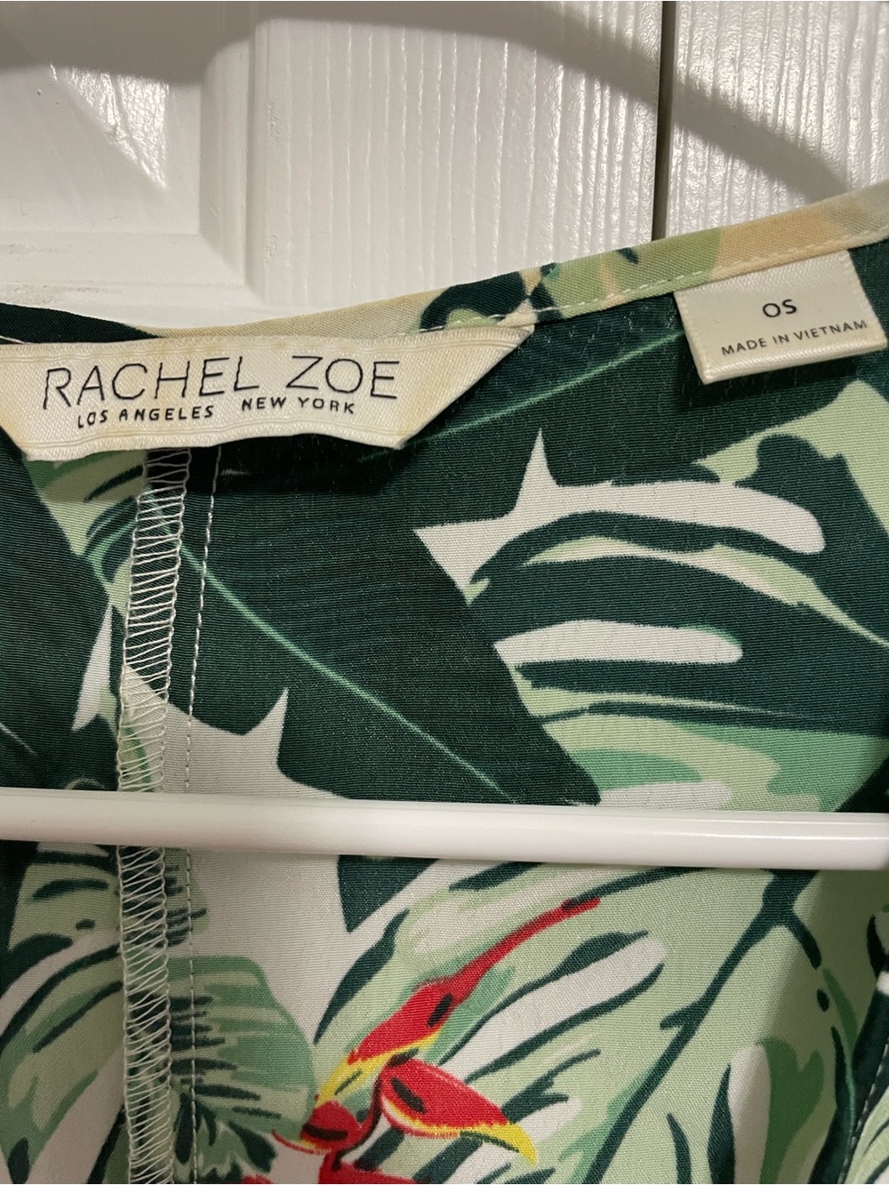 Rachel Zoe Green Tropical Leaf Maxi Dress with Red Accents - Picture 3 of 3